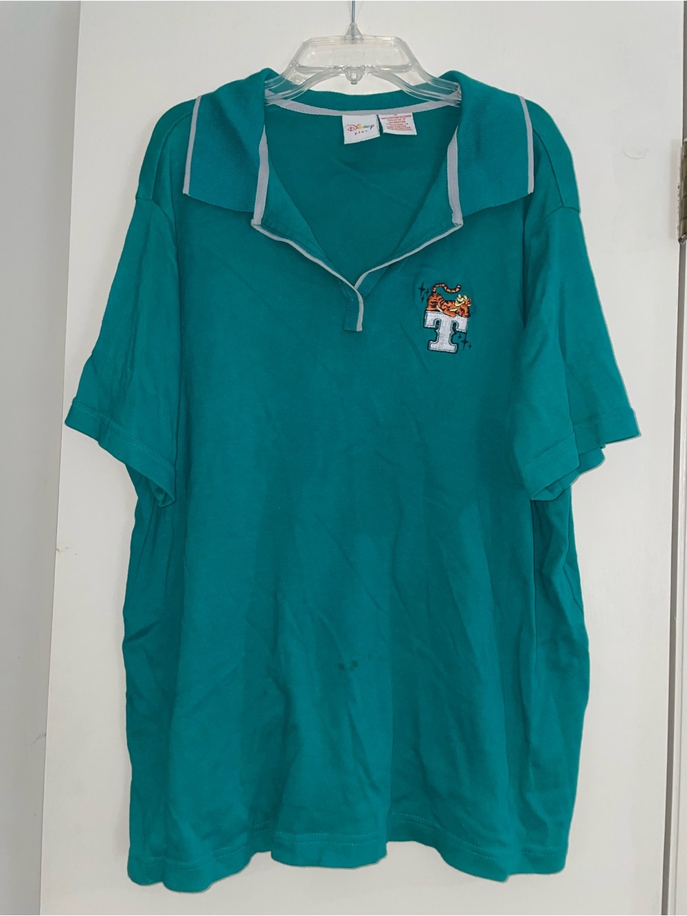 Vintage Disney Plus teal Winnie the Pooh Tigger vneck polo shirt Size 1X
